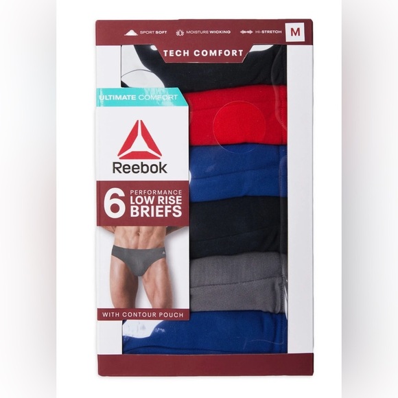 Reebok Men’s Tech Comfort Performance Low Rise Briefs Underwear, 6-Pack - Picture 1 of 5